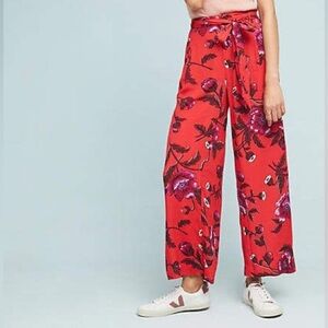 Anthropologie Scarlet Floral Wide Leg Pants